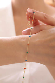 14 Ayar Renkli Taşlı Zincir Altın Bileklik