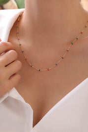 14 Ayar Renkli Taşlı Zincir Altın Kolye