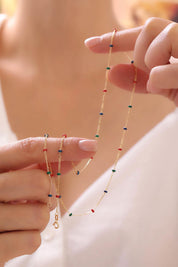 14 Ayar Renkli Taşlı Zincir Altın Kolye