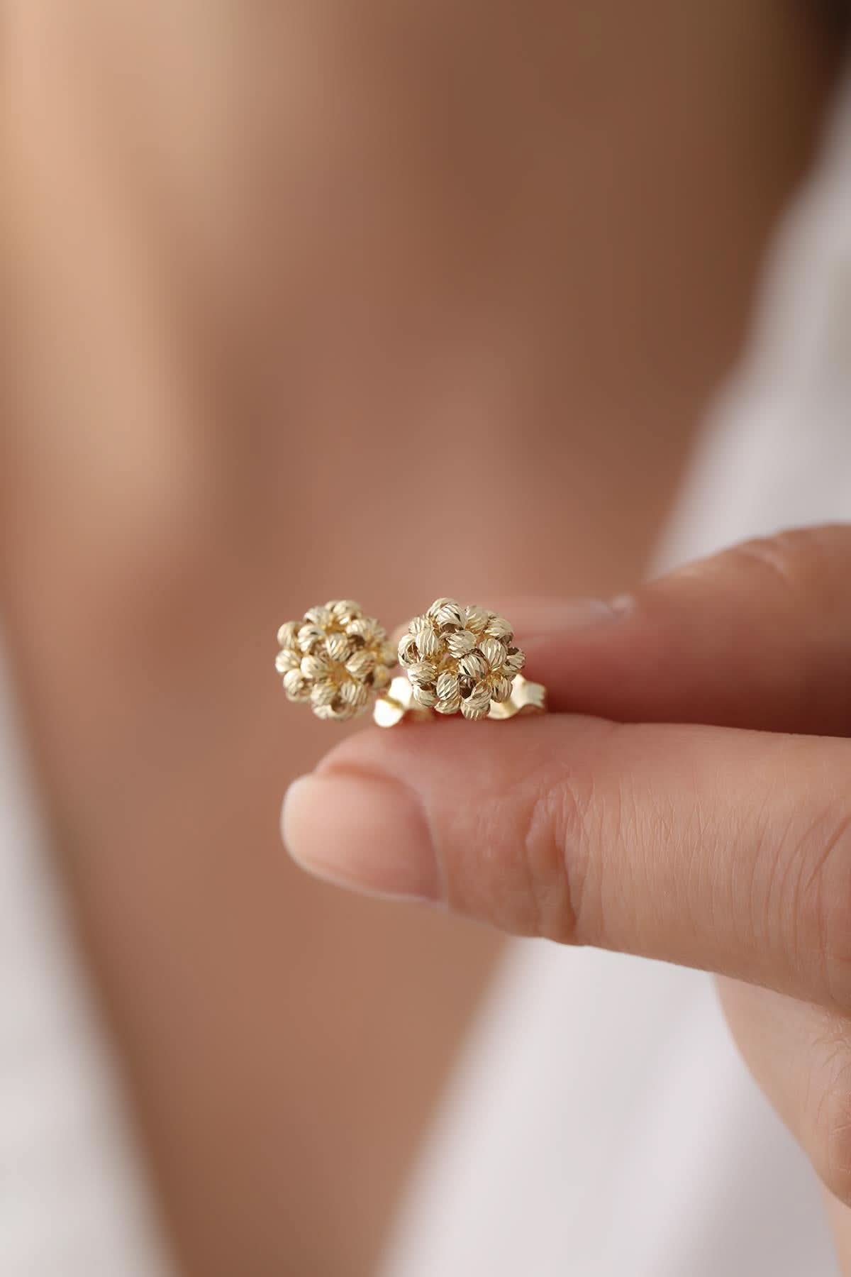 14 Ayar Sarı Dorika Altın Küpe