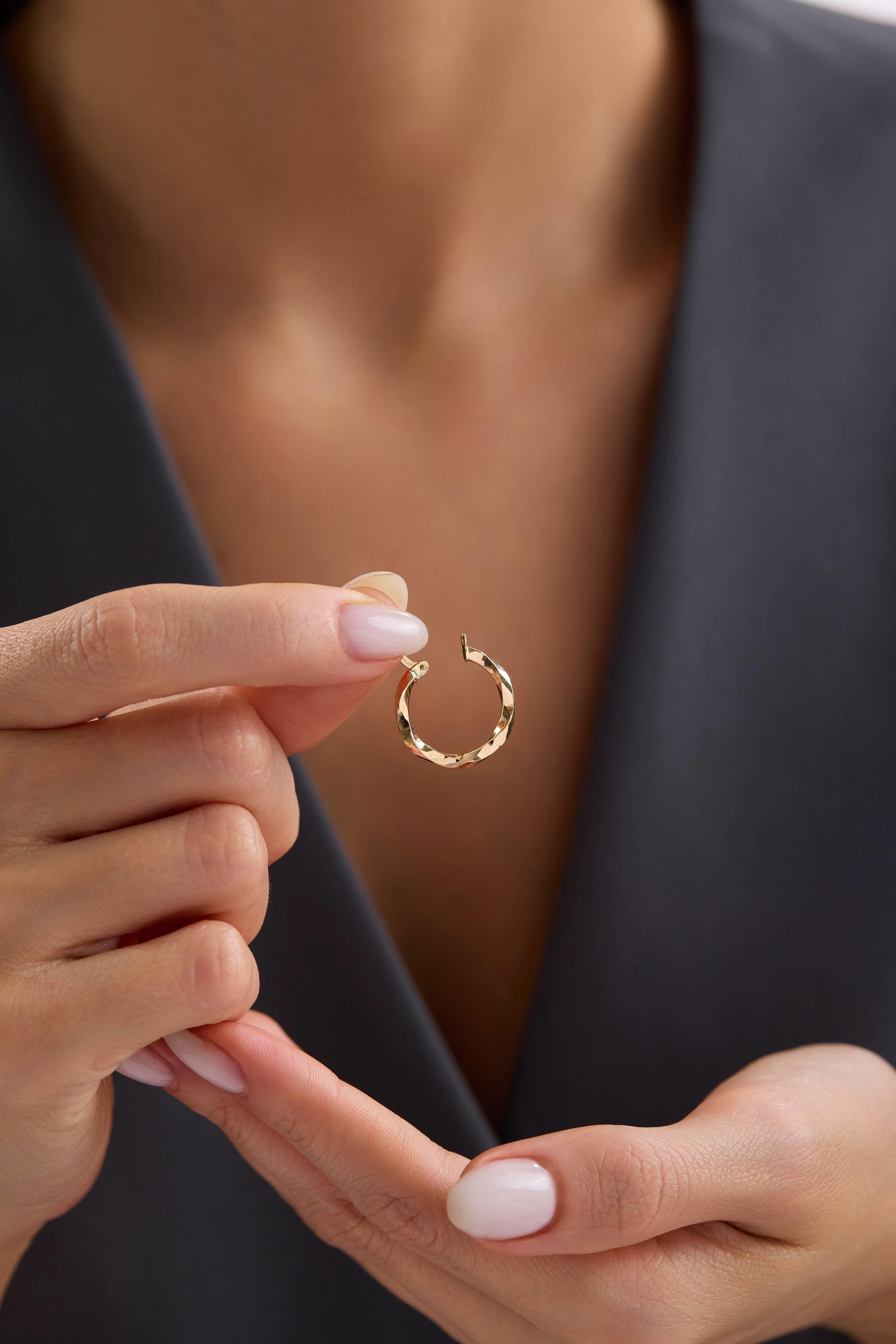 14 Ayar Sarmal Altın Halka Küpe