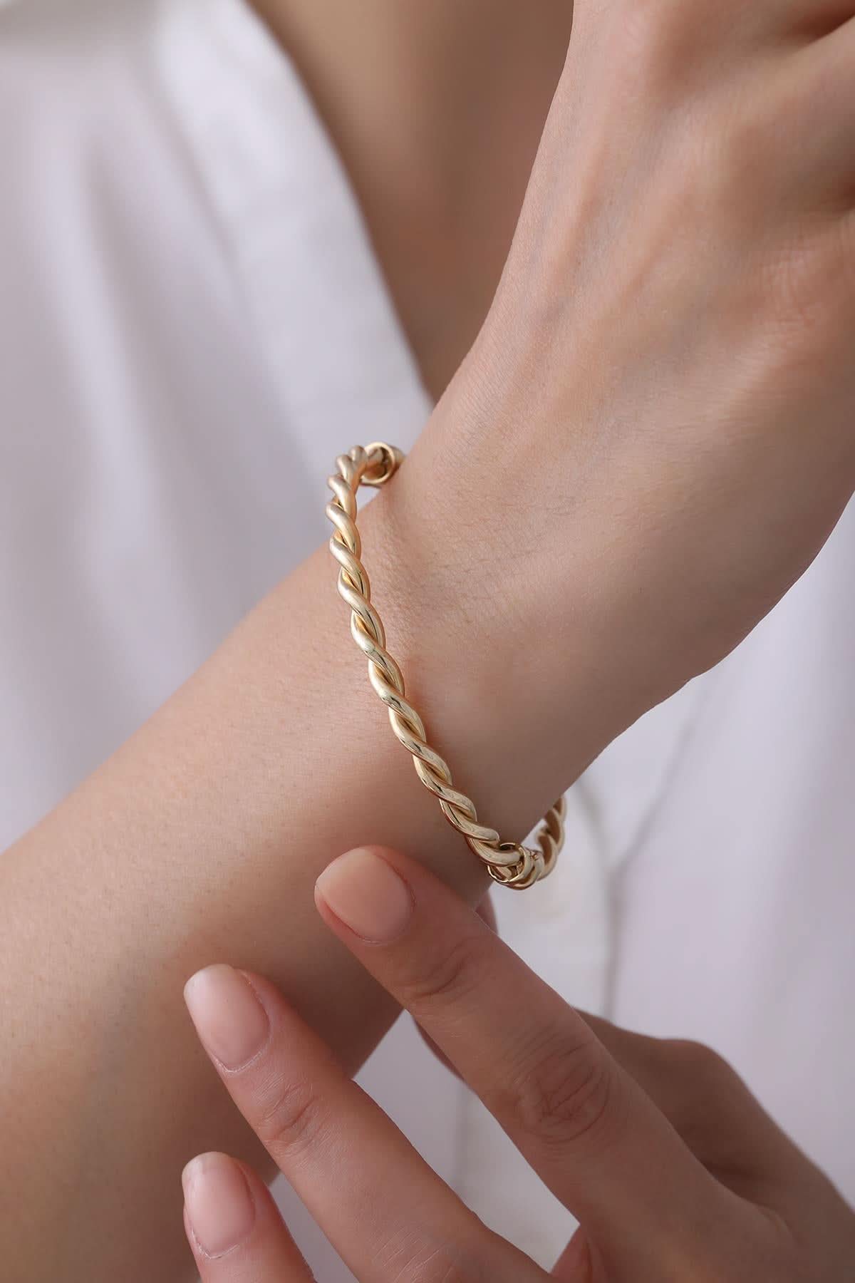 14 Ayar Sarmal Altın Kelepçe