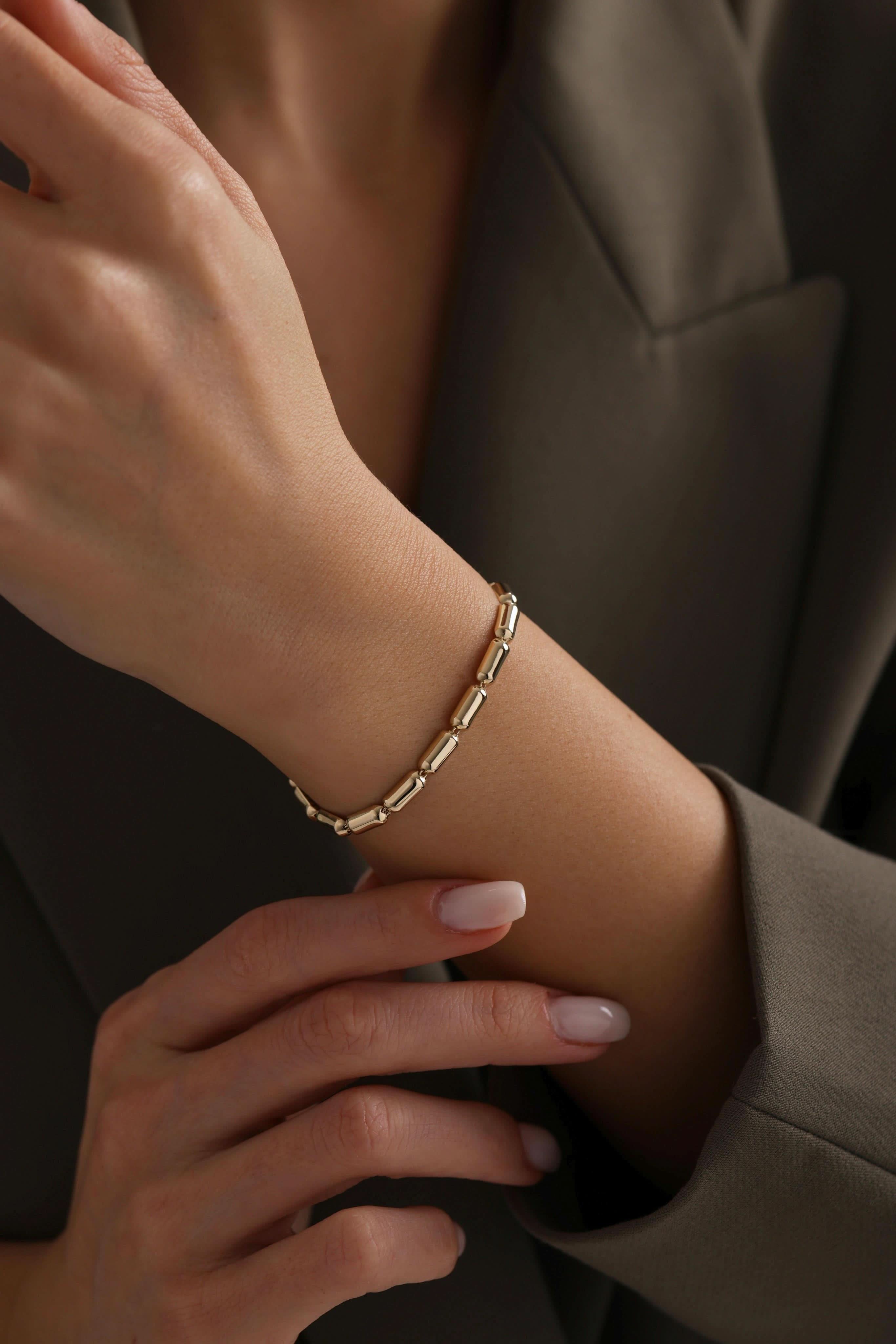 14 Ayar Silndir Altın Bileklik