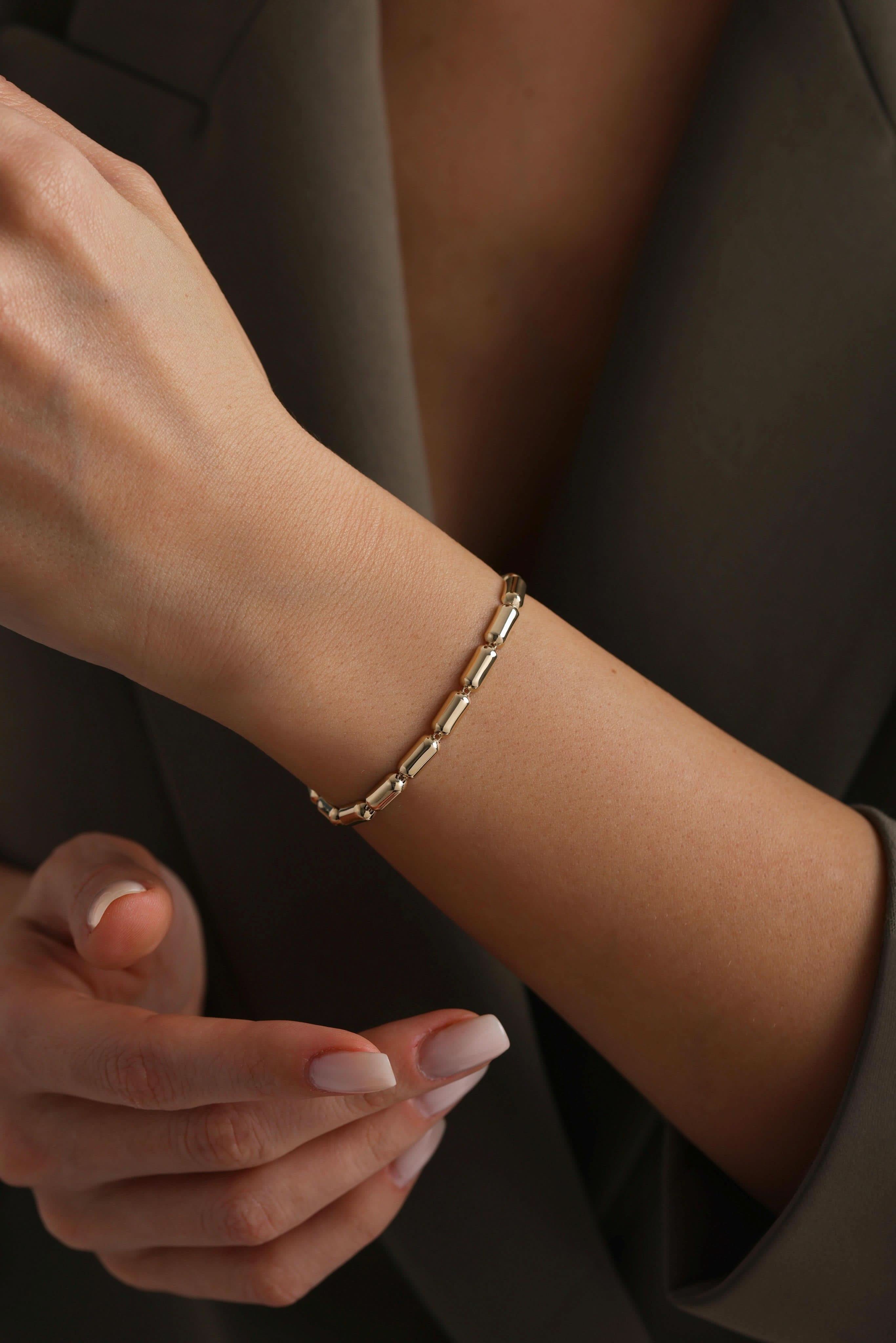 14 Ayar Silndir Altın Bileklik