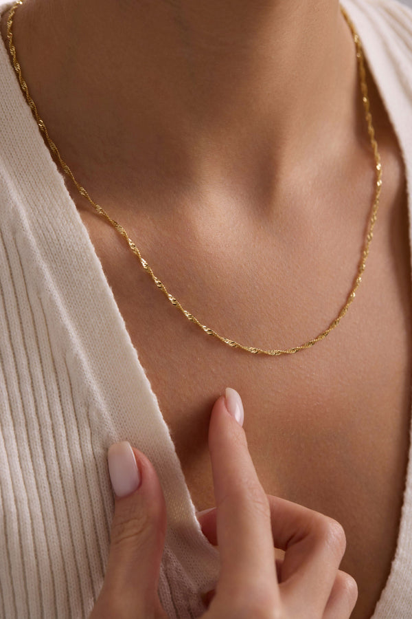 14 Ayar Singapur Altın Zincir Kolye (2.05 mm)