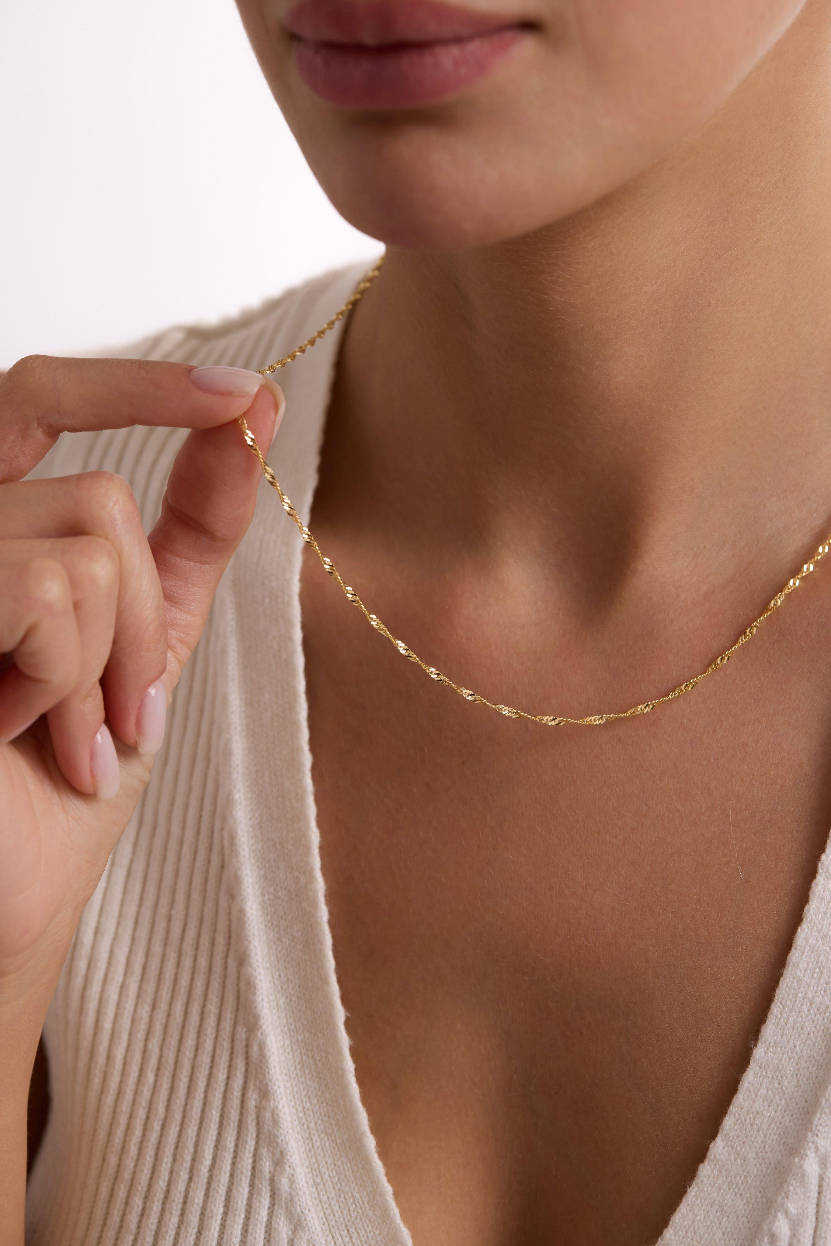 14 Ayar Singapur Altın Zincir Kolye (2.05 mm)
