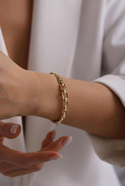 14 Ayar Tasarım Kelepçe Altın Bilezik