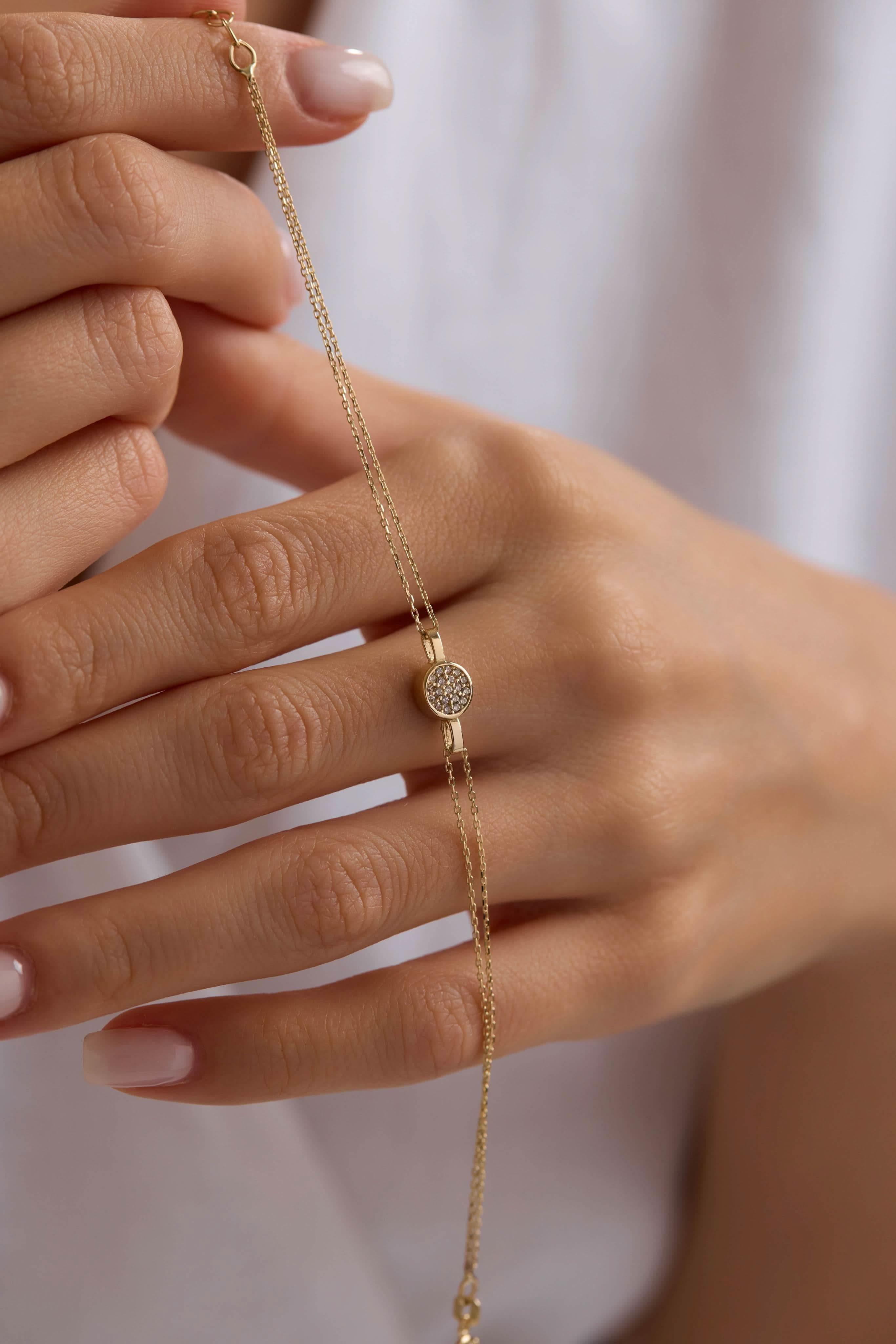 14 Ayar Taşlı Altın Bileklik