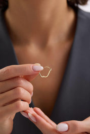 14 Ayar Taşlı Altın Halka Küpe