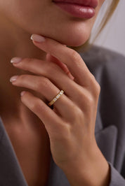 14 Ayar Taşlı Alyans Altın Yüzük