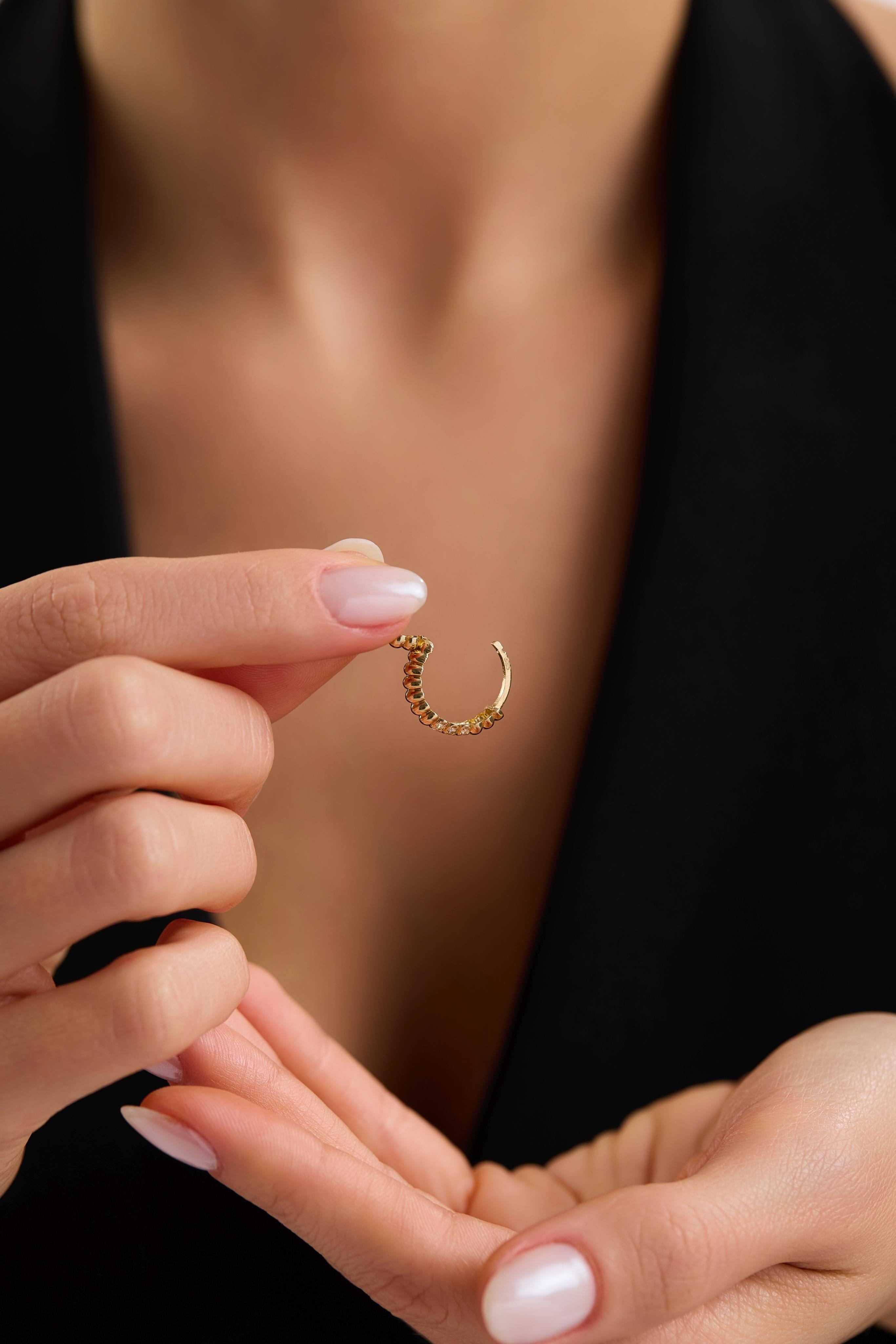 14 Ayar Taşlı Burgu Altın Halka Küpe (Küçük)