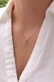 14 Ayar Taşlı Damla Altın Kolye Ucu