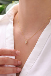 14 Ayar Taşlı Kalp Altın Kolye Ucu