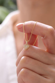 14 Ayar Taşlı Kalp Altın Kolye Ucu