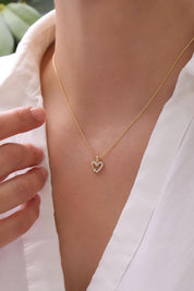 14 Ayar Taşlı Kalp Altın Kolye Ucu