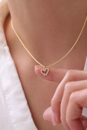 14 Ayar Taşlı Kalp Altın Kolye Ucu