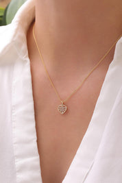 14 Ayar Taşlı Kalp Altın Kolye Ucu