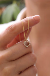 14 Ayar Taşlı Kalp Altın Kolye Ucu