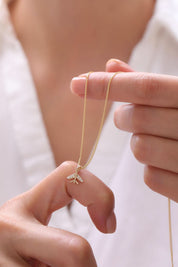 14 Ayar Taşlı Tasarım Altın Kolye Ucu