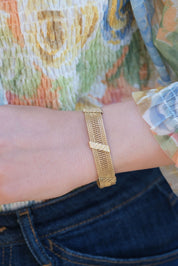 14 Ayar Tekin Seyrekoğlu Hasır Desen Altın Bileklik