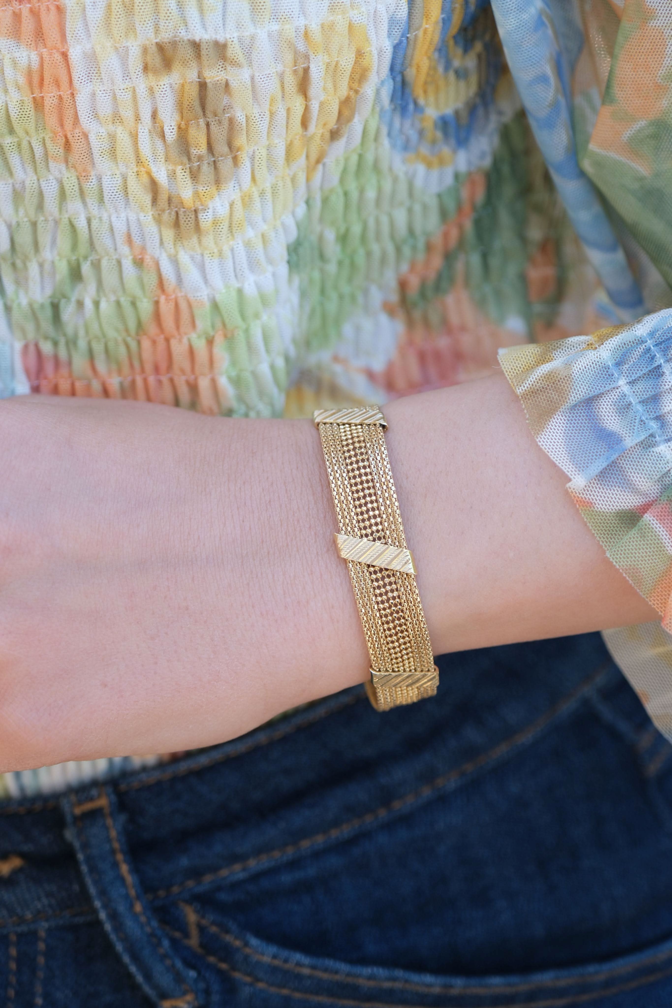 14 Ayar Tekin Seyrekoğlu Hasır Desen Altın Bileklik