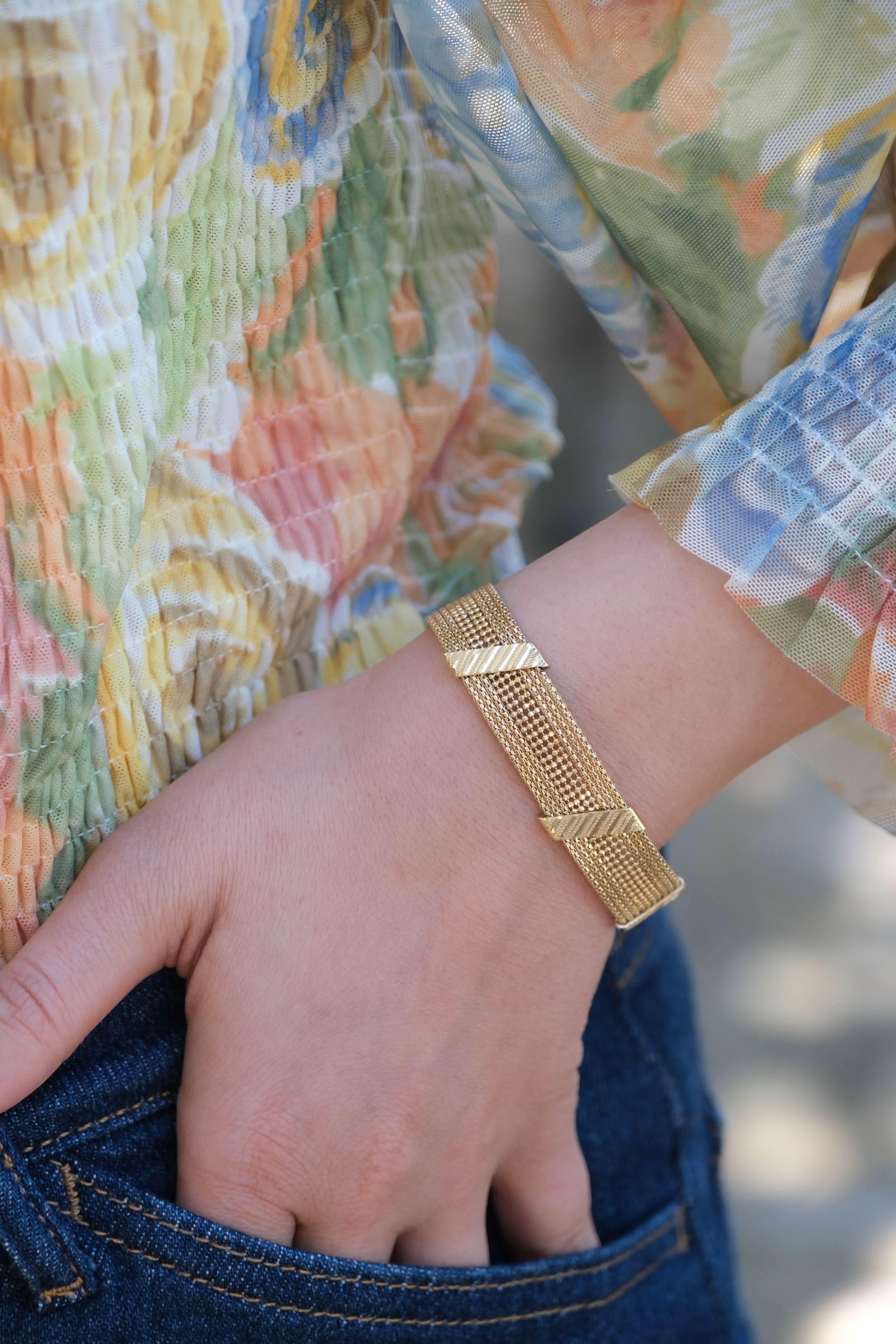 14 Ayar Tekin Seyrekoğlu Hasır Desen Altın Bileklik