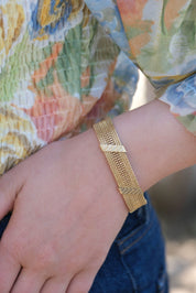 14 Ayar Tekin Seyrekoğlu Hasır Desen Altın Bileklik