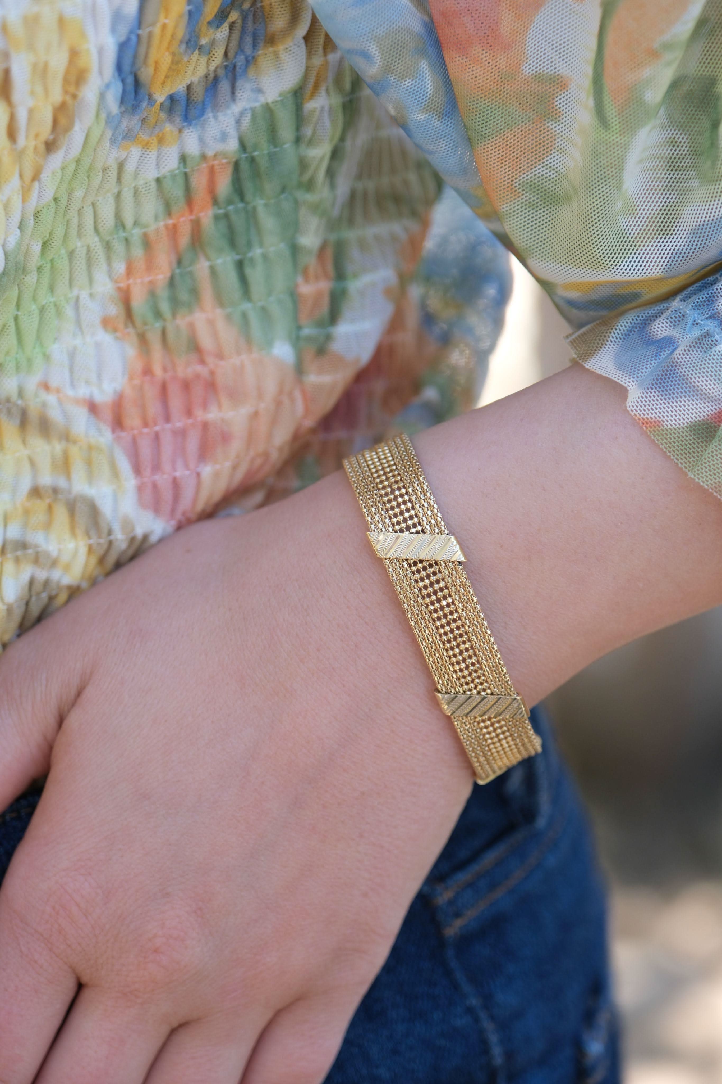 14 Ayar Tekin Seyrekoğlu Hasır Desen Altın Bileklik