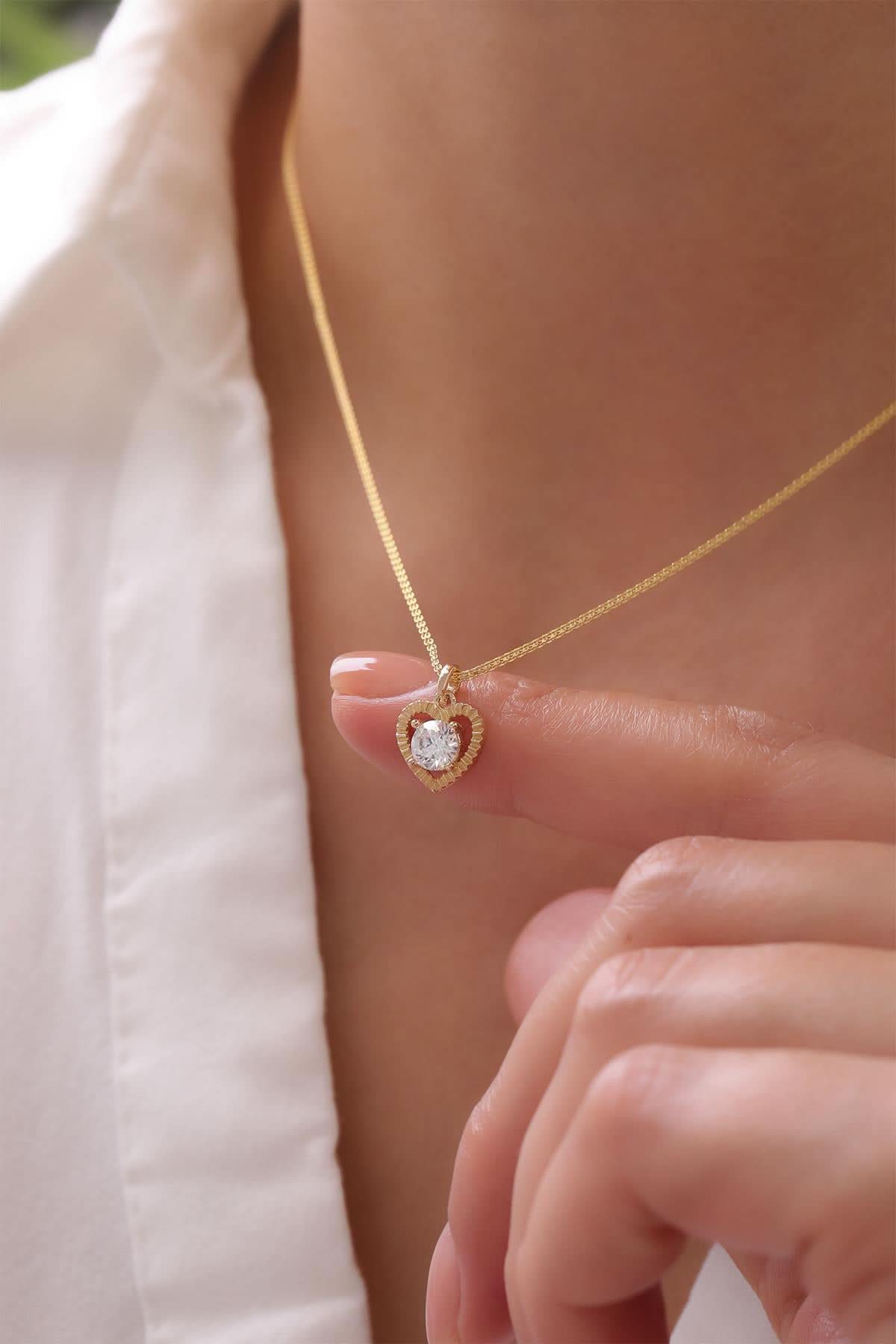 14 Ayar Tektaş Altın Kolye Ucu