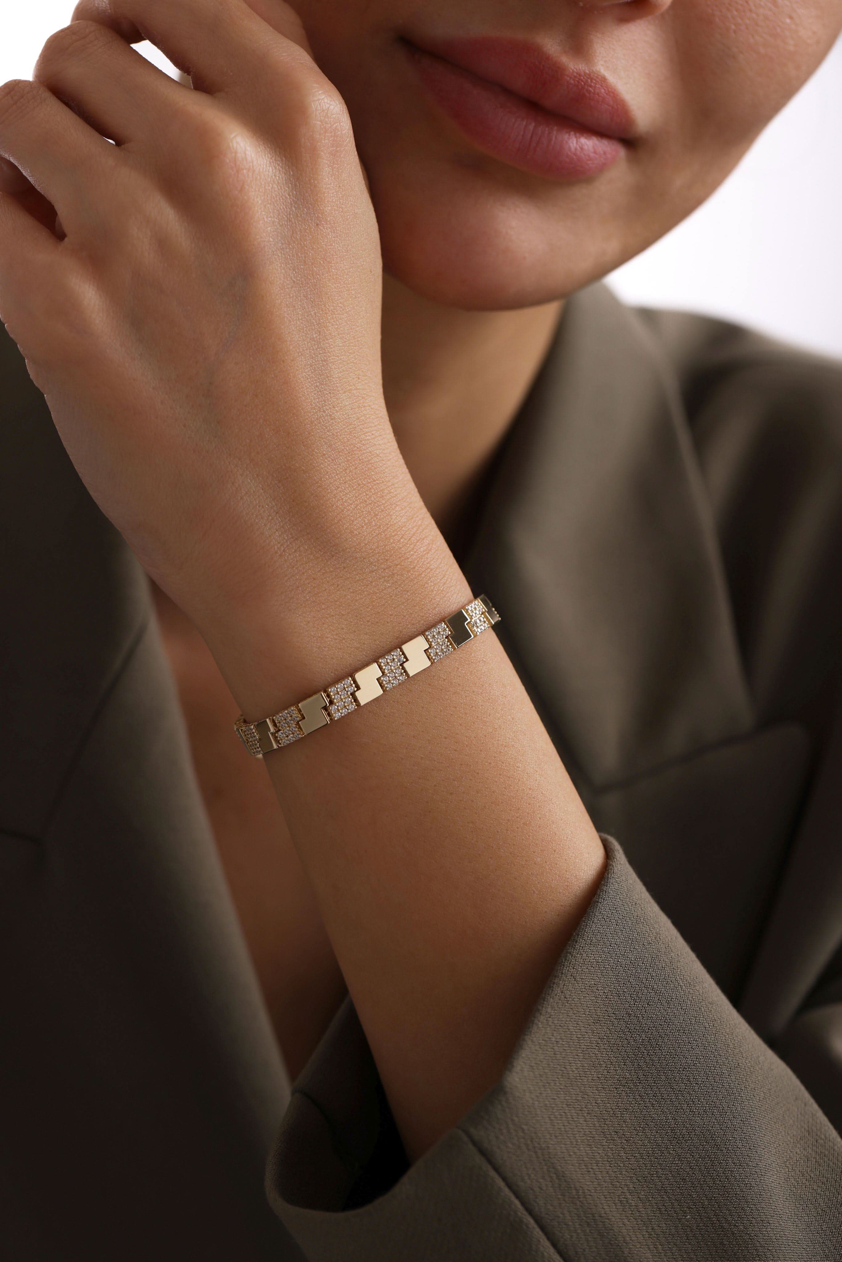 14 Ayar Tetris Taşlı Altın Bileklik