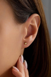 14 Ayar Top Altın Küpe