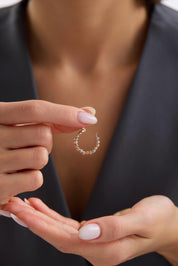 14 Ayar Üç Renk Dorika Altın Halka Küpe