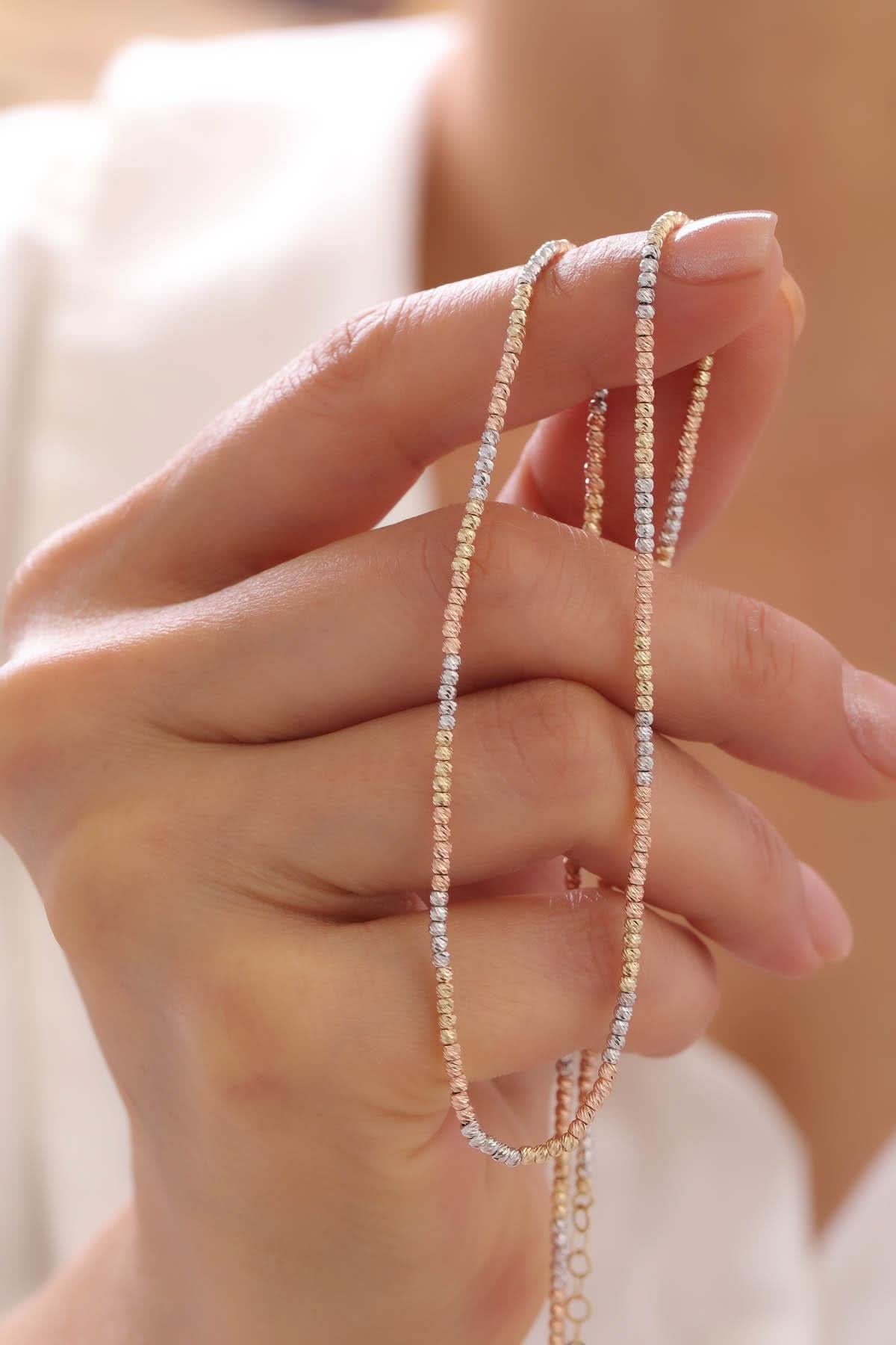 14 Ayar Üç Renk Dorika Altın Kolye