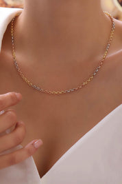 14 Ayar Üç Renkli Doç Zincir Altın Kolye