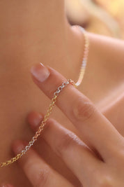 14 Ayar Üç Renkli Kalın Doç Zincir Altın Kolye