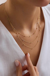 14 Ayar Üçlü Dorika Altın Kolye