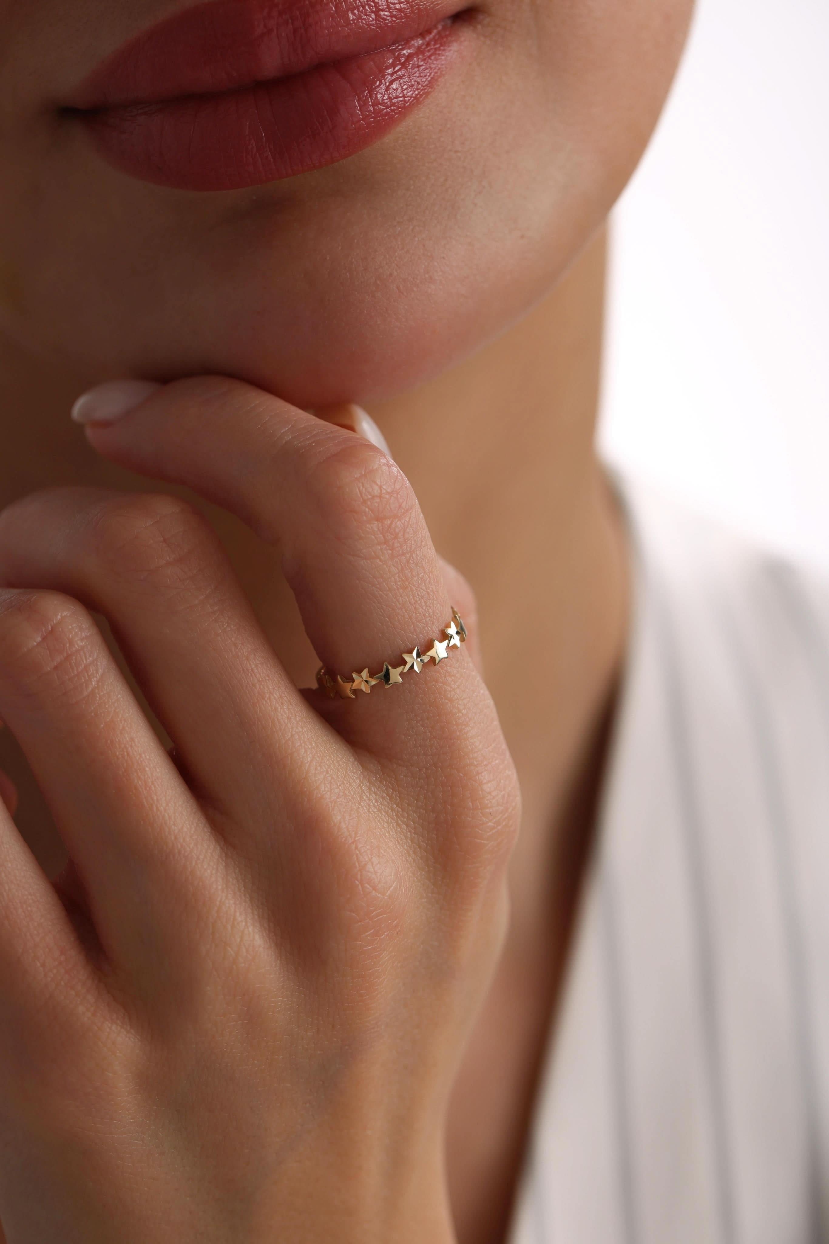 14 Ayar Yarımtur Yıldız Altın Yüzük