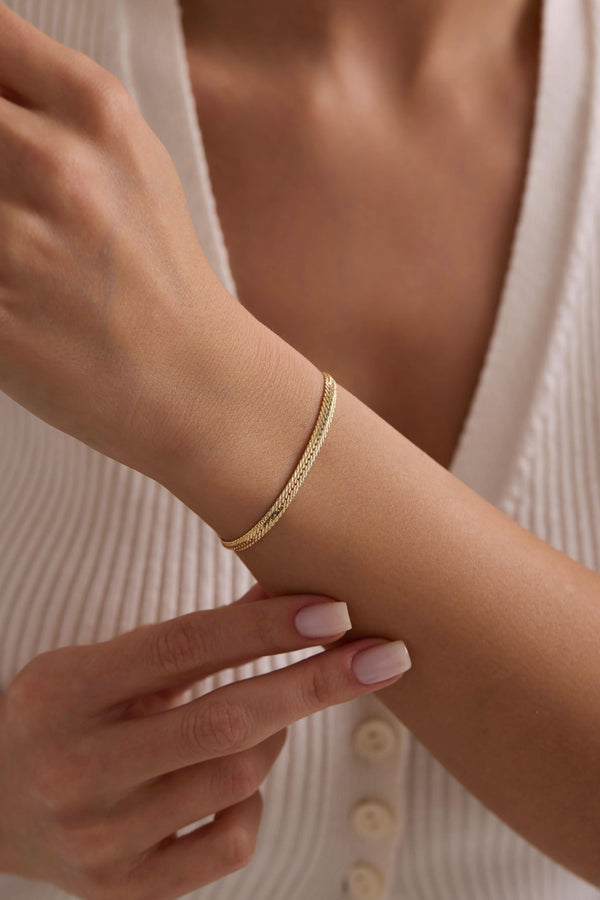 14 Ayar Yassı Altın Zincir Bileklik (3.60 mm)