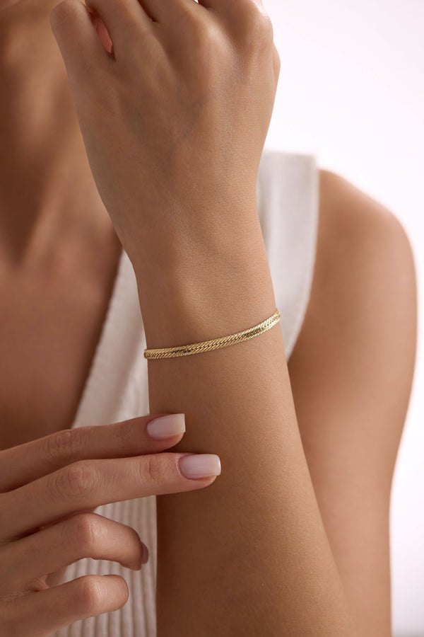 14 Ayar Yassı Altın Zincir Bileklik (3.60 mm)