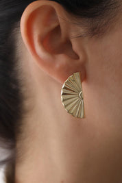 14 Ayar Yelpaze Altın Küpe