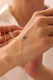 14 Ayar Yeşil Oval Taşlı Altın Şahmeran