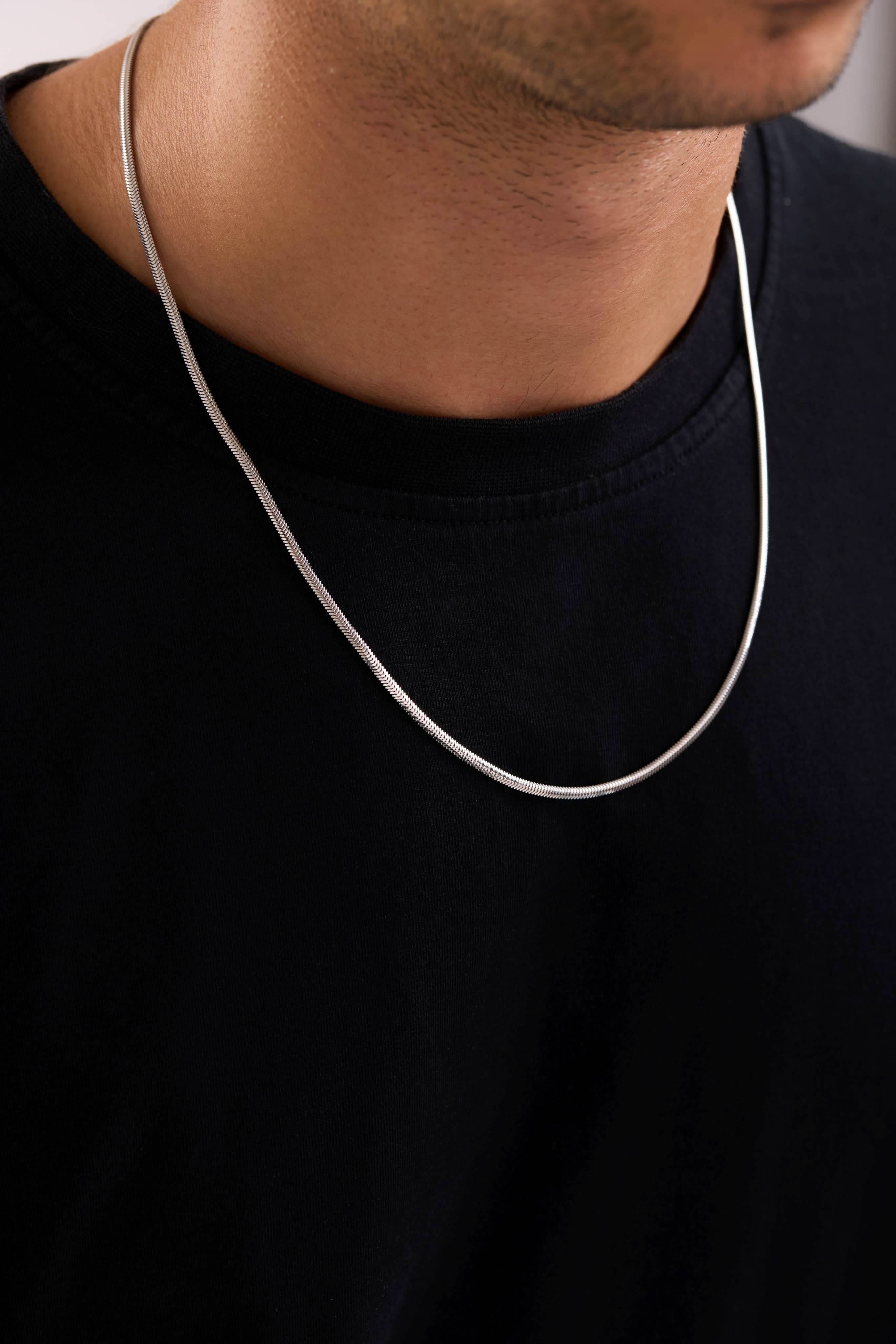 14 Ayar Yılan Beyaz Zincir Erkek Altın Kolye