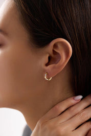 14 Ayar Yıldız Altın Halka Küpe