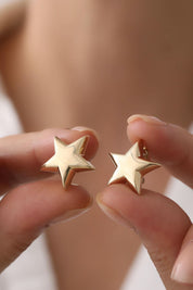 14 Ayar Yıldız Altın Küpe