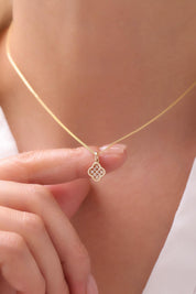 14 Ayar Yonca Altın Kolye Ucu