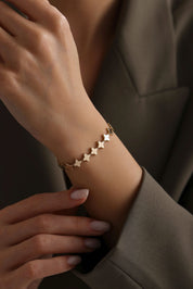 14 Ayar Yonca Sıralı Altın Bileklik