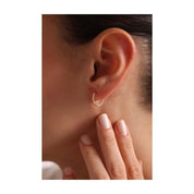 14 Ayarl Altın Gizli Kilitli Halka Küpe 1.2 cm