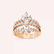 1.43 CT Baget ve Markiz Kesim Pırlanta Taşlı Rose Altın Yüzük