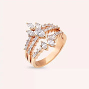 1.43 CT Baget ve Markiz Kesim Pırlanta Taşlı Rose Altın Yüzük