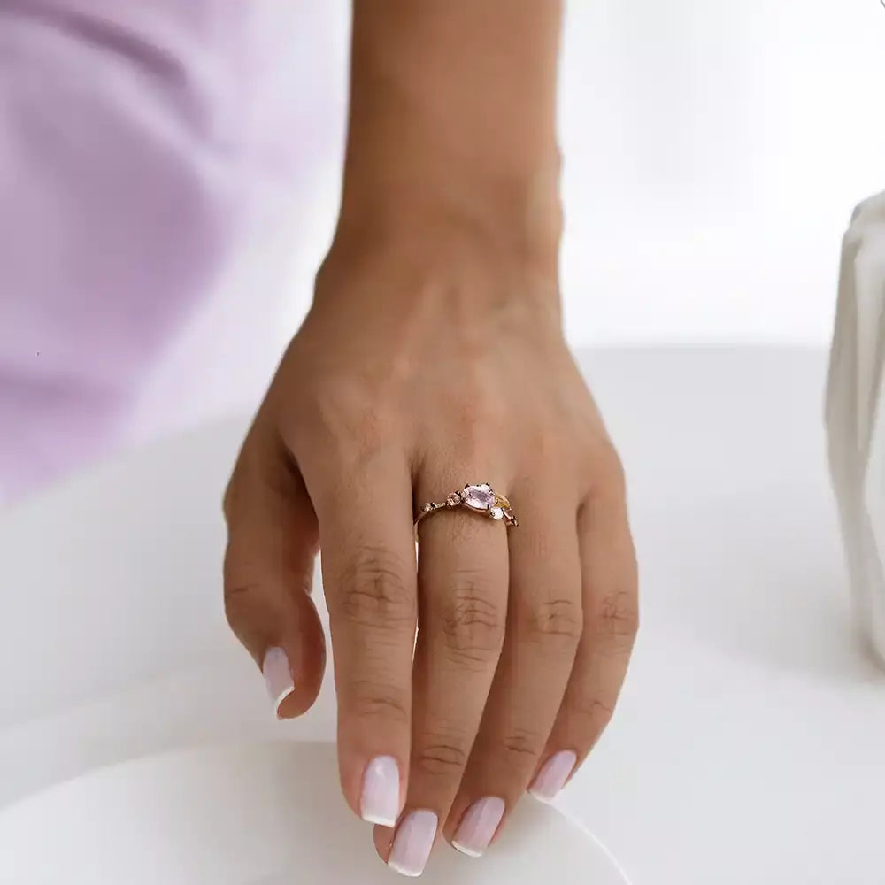 Medly 1.47 CT Multicolor Safir ve Pırlanta Taşlı Sarı Altın Yüzük